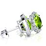 1 Carat Oval Shape Peridot and Halo Diamond Stud Earrings In 14 Karat White Gold Image-2