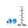 1 1/4 Carat Oval Shape Blue Topaz and Halo Diamond Stud Earrings In 14 Karat White Gold Image-4