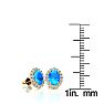 1 1/4 Carat Oval Shape Blue Topaz and Halo Diamond Stud Earrings In 14 Karat Yellow Gold Image-4