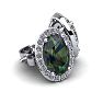 1 1/4 Carat Oval Shape Mystic Topaz and Halo Diamond Stud Earrings In 14 Karat White Gold Image-2