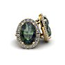 1 1/4 Carat Oval Shape Mystic Topaz and Halo Diamond Stud Earrings In 14 Karat Yellow Gold Image-1