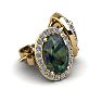 1 1/4 Carat Oval Shape Mystic Topaz and Halo Diamond Stud Earrings In 14 Karat Yellow Gold Image-2