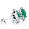 1 Carat Oval Shape Emerald and Halo Diamond Stud Earrings In 14 Karat White Gold Image-2