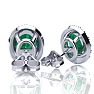 1 Carat Oval Shape Emerald and Halo Diamond Stud Earrings In 14 Karat White Gold Image-3