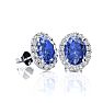 1 1/4 Carat Oval Shape Tanzanite and Halo Diamond Stud Earrings In 14 Karat White Gold Image-1