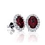 Garnet Earrings: Garnet Jewelry: 1 1/4 Carat Oval Shape Garnet and Halo Diamond Stud Earrings In 14 Karat White Gold Image-1
