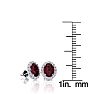 Garnet Earrings: Garnet Jewelry: 1 1/4 Carat Oval Shape Garnet and Halo Diamond Stud Earrings In 14 Karat White Gold Image-4