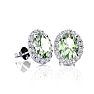 1 Carat Oval Shape Green Amethyst and Halo Diamond Stud Earrings In 14 Karat White Gold Image-1