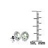 1 Carat Oval Shape Green Amethyst and Halo Diamond Stud Earrings In 14 Karat White Gold Image-4