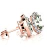 1 Carat Oval Shape Green Amethyst and Halo Diamond Stud Earrings In 14 Karat Rose Gold Image-2