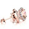 1 Carat Oval Shape Morganite Earrings and Diamond Halo In 14 Karat Rose Gold Image-2