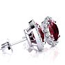 1 1/4 Carat Oval Shape Ruby and Halo Diamond Stud Earrings In 14 Karat White Gold Image-2