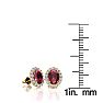 1 1/4 Carat Oval Shape Ruby and Halo Diamond Stud Earrings In 14 Karat Yellow Gold Image-4