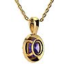 3/4 Carat Oval Shape Amethyst and Halo Diamond Necklace In 14 Karat Yellow Gold With 18 Inch Chain Image-3