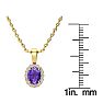 3/4 Carat Oval Shape Amethyst and Halo Diamond Necklace In 14 Karat Yellow Gold With 18 Inch Chain Image-4