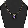 3/4 Carat Oval Shape Amethyst and Halo Diamond Necklace In 14 Karat Yellow Gold With 18 Inch Chain Image-5