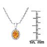 3/4 Carat Oval Shape Citrine and Halo Diamond Necklace In 14 Karat White Gold With 18 Inch Chain Image-4