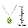 1 Carat Oval Shape Peridot and Halo Diamond Necklace In 14 Karat White Gold With 18 Inch Chain Image-4