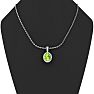 1 Carat Oval Shape Peridot and Halo Diamond Necklace In 14 Karat White Gold With 18 Inch Chain Image-5