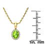1 Carat Oval Shape Peridot and Halo Diamond Necklace In 14 Karat Yellow Gold With 18 Inch Chain Image-4