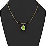 1 Carat Oval Shape Peridot and Halo Diamond Necklace In 14 Karat Yellow Gold With 18 Inch Chain Image-5