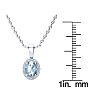1 Carat Oval Shape Blue Topaz and Halo Diamond Necklace In 14 Karat White Gold With 18 Inch Chain Image-4