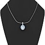 1 Carat Oval Shape Blue Topaz and Halo Diamond Necklace In 14 Karat White Gold With 18 Inch Chain Image-5