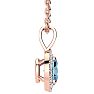 1 Carat Oval Shape Blue Topaz and Halo Diamond Necklace In 14 Karat Rose Gold With 18 Inch Chain Image-2
