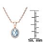 1 Carat Oval Shape Blue Topaz and Halo Diamond Necklace In 14 Karat Rose Gold With 18 Inch Chain Image-4