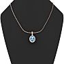 1 Carat Oval Shape Blue Topaz and Halo Diamond Necklace In 14 Karat Rose Gold With 18 Inch Chain Image-5
