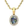1 Carat Oval Shape Mystic Topaz Necklace With Diamond Halo In 14 Karat Yellow Gold, 18 Inches Image-1