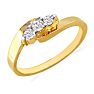 1/5ct Three Diamond Ring in 10k Yellow Gold Image-2