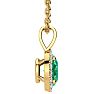 9/10 Carat Oval Shape Emerald Necklaces With Diamond Halo In 14 Karat Yellow Gold, 18 Inch Chain Image-2