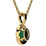 9/10 Carat Oval Shape Emerald Necklaces With Diamond Halo In 14 Karat Yellow Gold, 18 Inch Chain Image-3