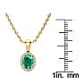 9/10 Carat Oval Shape Emerald Necklaces With Diamond Halo In 14 Karat Yellow Gold, 18 Inch Chain Image-4