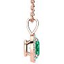 9/10 Carat Oval Shape Emerald Necklaces With Diamond Halo In 14 Karat Rose Gold, 18 Inch Chain Image-2