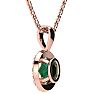 9/10 Carat Oval Shape Emerald Necklaces With Diamond Halo In 14 Karat Rose Gold, 18 Inch Chain Image-3