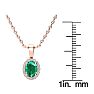 9/10 Carat Oval Shape Emerald Necklaces With Diamond Halo In 14 Karat Rose Gold, 18 Inch Chain Image-4