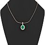 9/10 Carat Oval Shape Emerald Necklaces With Diamond Halo In 14 Karat Rose Gold, 18 Inch Chain Image-5