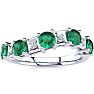 1 1/3 Carat Emerald and Diamond Journey Band Ring in 10K White Gold Image-1