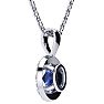 1 Carat Oval Shape Tanzanite and Halo Diamond Necklace In 14 Karat White Gold With 18 Inch Chain Image-3