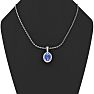 1 Carat Oval Shape Tanzanite and Halo Diamond Necklace In 14 Karat White Gold With 18 Inch Chain Image-5