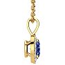 1 Carat Oval Shape Tanzanite and Halo Diamond Necklace In 14 Karat Yellow Gold With 18 Inch Chain Image-2