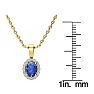 1 Carat Oval Shape Tanzanite and Halo Diamond Necklace In 14 Karat Yellow Gold With 18 Inch Chain Image-4