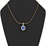 1 Carat Oval Shape Tanzanite and Halo Diamond Necklace In 14 Karat Yellow Gold With 18 Inch Chain Image-5