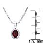 Garnet Necklace: Garnet Jewelry: 1 Carat Oval Shape Garnet and Halo Diamond Necklace In 14 Karat White Gold With 18 Inch Chain Image-4