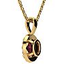 Garnet Necklace: Garnet Jewelry: 1 Carat Oval Shape Garnet and Halo Diamond Necklace In 14 Karat Yellow Gold With 18 Inch Chain Image-3