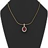 Garnet Necklace: Garnet Jewelry: 1 Carat Oval Shape Garnet and Halo Diamond Necklace In 14 Karat Yellow Gold With 18 Inch Chain Image-5