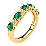 1 1/3 Carat Emerald and Diamond Journey Band Ring in 10K Yellow Gold Image-2