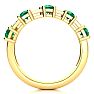 1 1/3 Carat Emerald and Diamond Journey Band Ring in 10K Yellow Gold Image-3